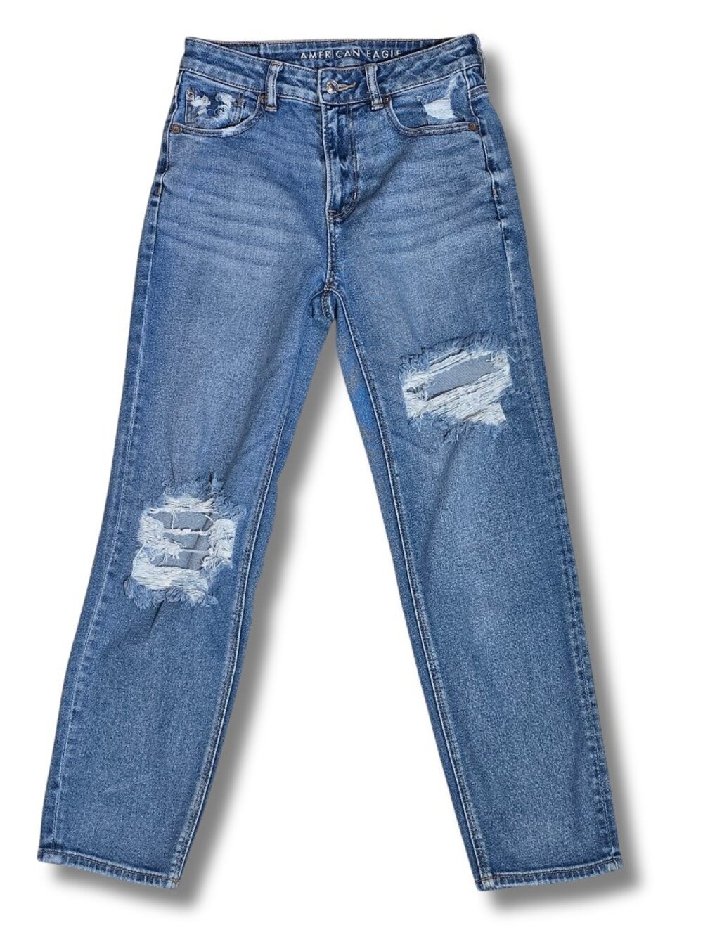 American Eagle Size 4 Straight Leg Distressed Mom Jean
